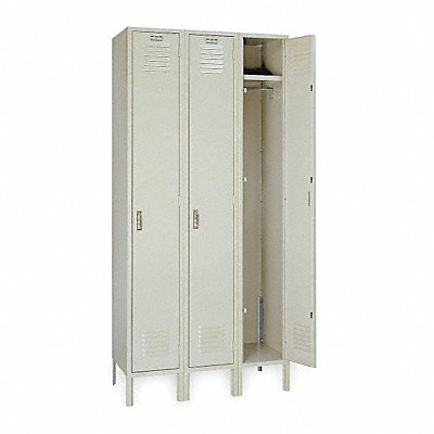 LYON PP50023SU Wardrobe Locker Louvered 3 Wide 1 Tier Putty