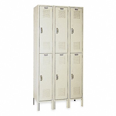 LYON PP52423SU Wardrobe Locker Louvered 3 Wide 2 Tier Putty
