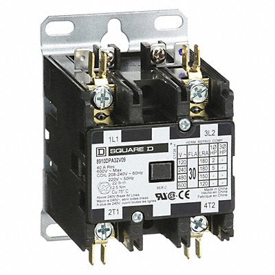 SQUARE D 8910DPA32V09 H2650 Definite Purpose Contactor 208/240-220VAC 1P 30A