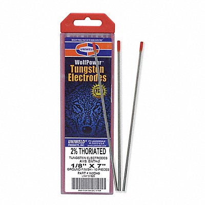 UNIWELD W2DH9 UNIWELD 10pc Red Tungsten Electrode PK10