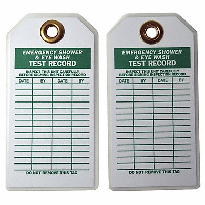 GRAINGER 5KR83 Emer Sh  Eye Wash Test Rcd Tag Brs PK10