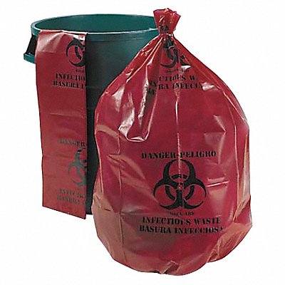 ABILITY ONE 8105020000000 Biohazard Bags 30 gal Red PK50
