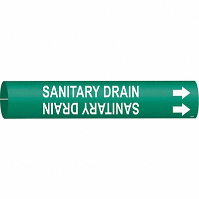 BRADY 4122C Pipe Marker Sanitary Drain 2 in H 2 in W