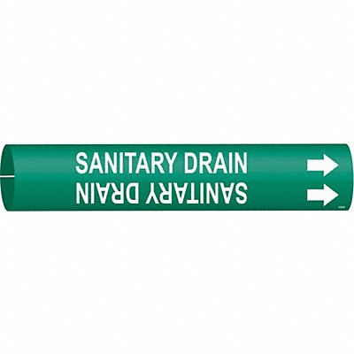 BRADY 4122D Pipe Marker Sanitary Drain 2 13/16in H