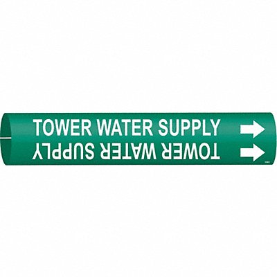 BRADY 4144C Pipe Marker Tower Water Supply 2in H 2in W
