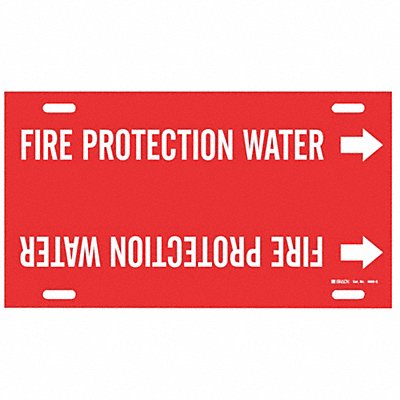 BRADY 4060G Pipe Marker Fire Protection Water 10in H