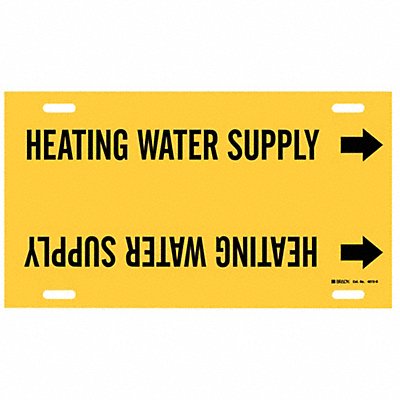 BRADY 4073H Pipe Marker Heating Water Supply 10in H