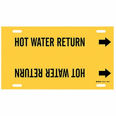 BRADY 4081H Pipe Marker Hot Water Return 10in H 32in W