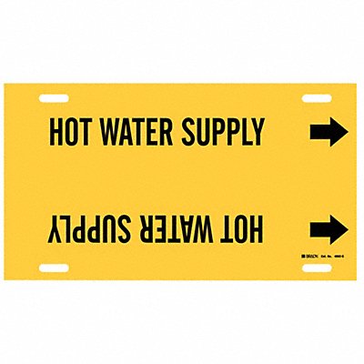 BRADY 4082G Pipe Marker Hot Water Supply 10in H 24in W