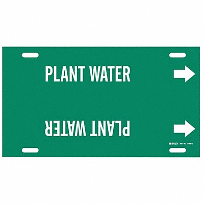 BRADY 4109G Pipe Marker Plant Water 10 in H 24 in W
