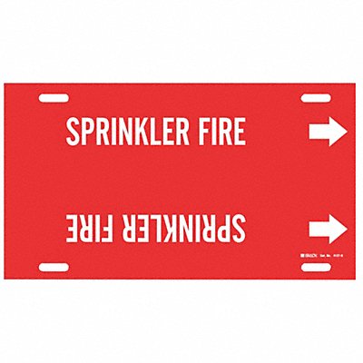 BRADY 4127H Pipe Marker Sprinkler Fire 10in H 32in W