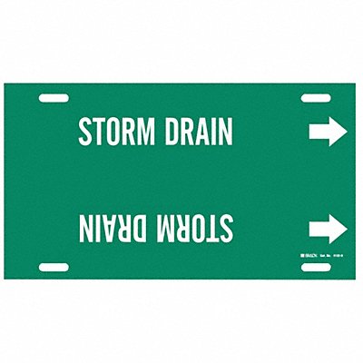 BRADY 4132H Pipe Marker Storm Drain 10 in H 32 in W