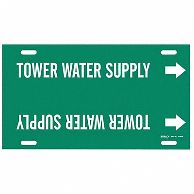 BRADY 4144F Pipe Marker Tower Watr Supply 8in H 16in W