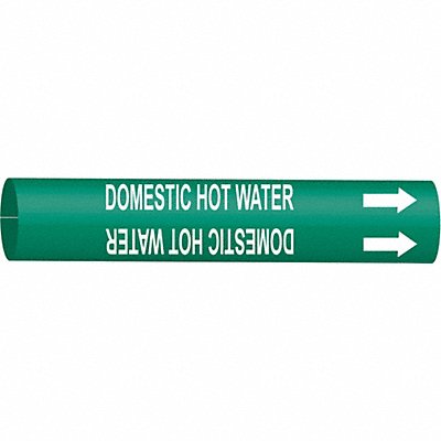 BRADY 4316G Pipe Marker Domestc Hot Watr 10in H 24in W
