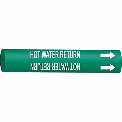 BRADY 4337G Pipe Marker Hot Water Return 10in H 24in W