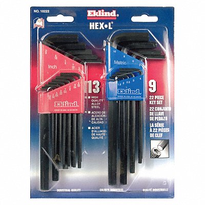 EKLIND 10222 Hex Key Set L 2 27/32 in to 6 3/4 in