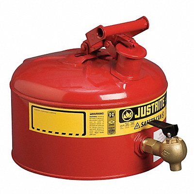 JUSTRITE 7225140 Type I Faucet Safety Can 2-1/2 gal Red