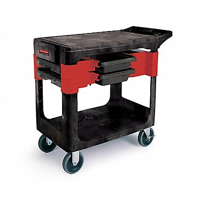 RUBBERMAID COMMERCIAL PRODUCTS FG618000BLA Mobile Cab Bench Plastic 38 W 19-1/4 D