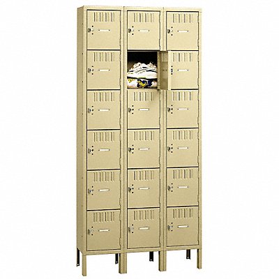 TENNSCO BK61218123SD Box Locker Louvered 3 Wide 6 Tier Sand