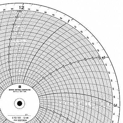 GRAPHIC CONTROLS PW0021382412H Circular Paper Chart 12 hr 100 pkg