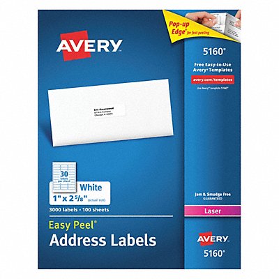 AVERY 7278205160 Laser Label 1 H 2-5/8 W