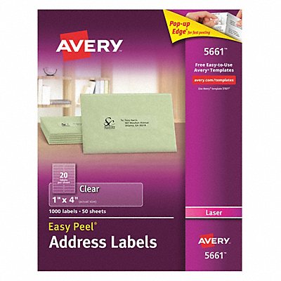 AVERY 727825661 Laser Label 1 H 4 W PK50