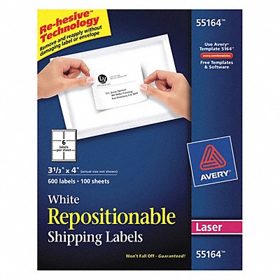 AVERY 7278255164 Laser Mailing Label 3-1/3 H 4 W PK100