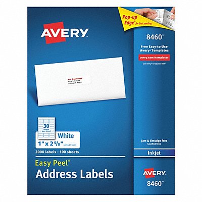 AVERY 727828460 Inkjet Label 1 H 2-5/8 W PK100