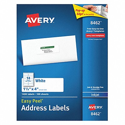 AVERY 727828462 Inkjet Label 1-1/3 H 4 W PK100