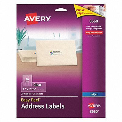 AVERY 727828660 Inkjet Label 1 H 2-5/8 W PK25