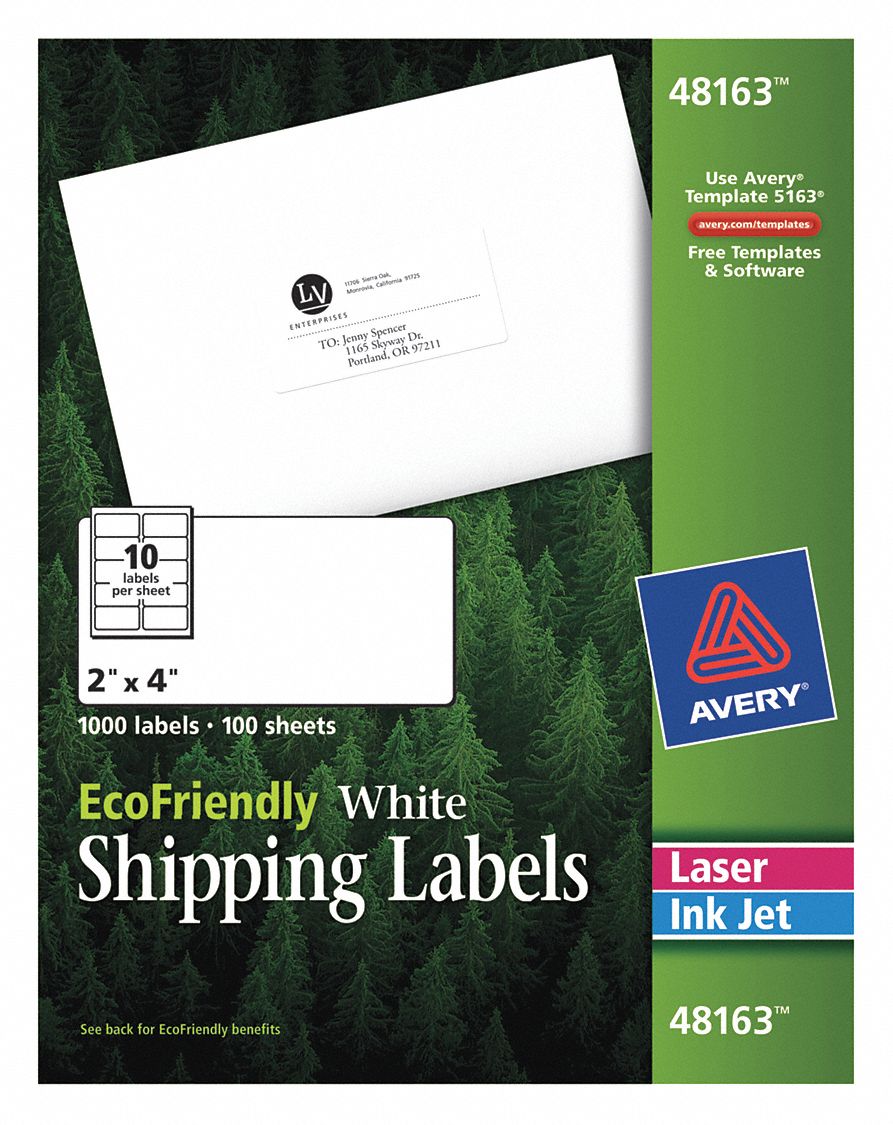 AVERY AVE48163 Laser/Inkjet Label 2 H 4 W PK100