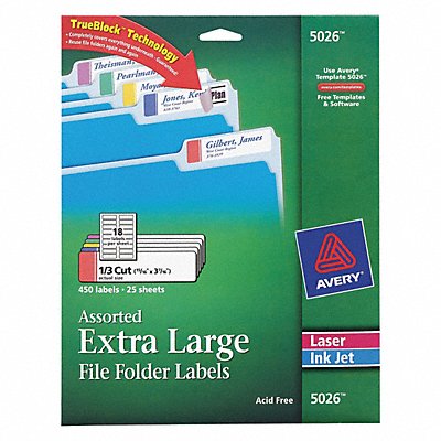 AVERY 7278205026 Laser/Inkjet Lbl 15/16 H 3-7/16 W PK25