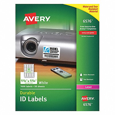 AVERY 727826576 Laser Label 1-1/4 H 1-3/4 W PK50
