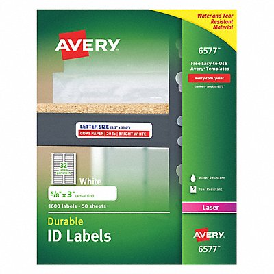 AVERY 727826577 Laser Label 5/8 H 3 W PK50