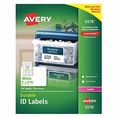 AVERY 727826578 Laser Label 2 H 2-5/8 W PK50