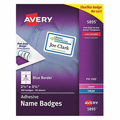 AVERY 727825895 Name Badges 3-3/8 Wx2-1/3 H PK50