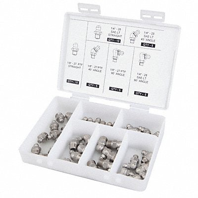 WESTWARD 5NUF1 SS Grease Fitting Assortment SAE