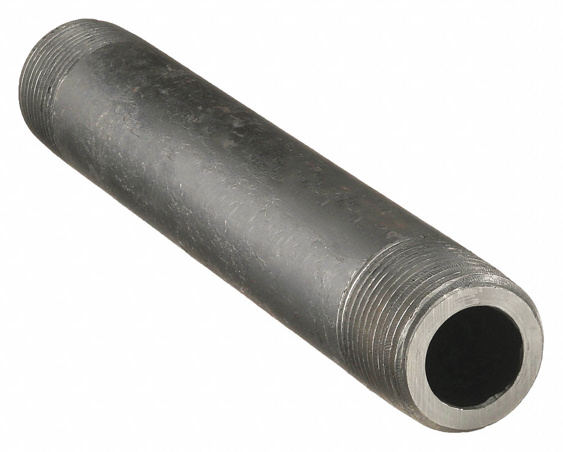 GRAINGER 588090 Black Pipe Nipple Threaded 2x9 In