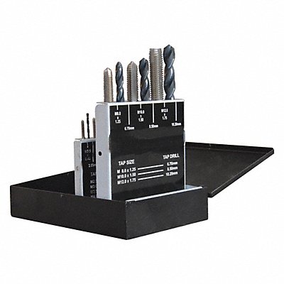 WESTWARD 5PXJ4 Hand Tap/Drill Bit Set 18 Pcs