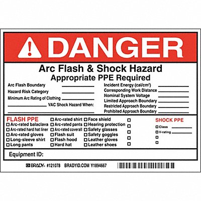 BRADY 121078 Permanent Adhesive Label 5inx7in Vinyl PK5