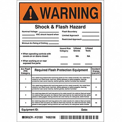 BRADY 121081 Permanent Adhesive Label 7x5in Vinyl PK5