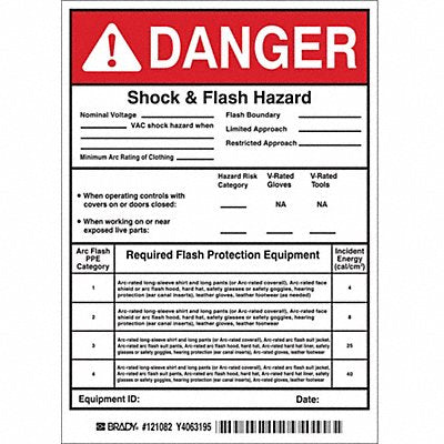 BRADY 121082 Permanent Adhesive Label 7x5in Vinyl PK5