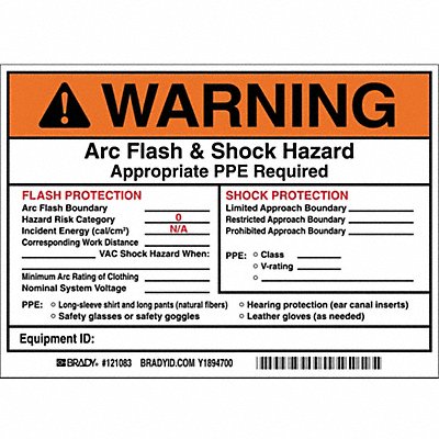 BRADY 121083 Permanent Adhesive Label 5inx7in Vinyl PK5
