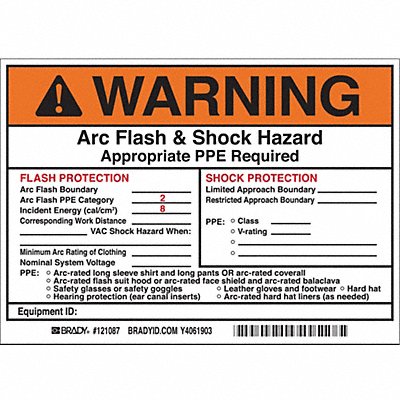 BRADY 121087 Permanent Adhesive Label 5inx7in Vinyl PK5