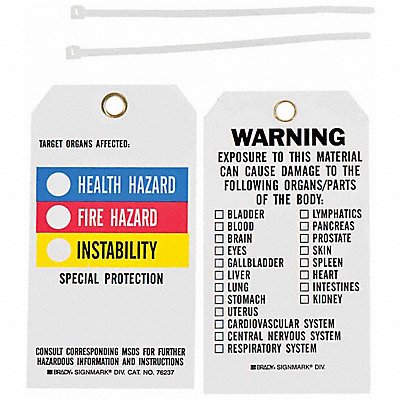 BRADY 76237 Accdnt Prvntn Tag Poly NFPA Diamond PK25