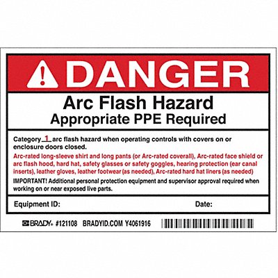 BRADY 121108 Permanent Adhesive Label 4inx6in Vinyl PK5