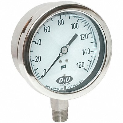 DURO 42070633CERT D7959 Pressure Gauge 0 to 160 psi 4-1/2In