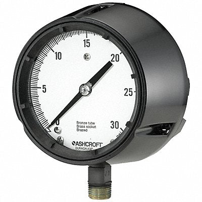 ASHCROFT 451279AS04L30 K4220 Pressure Gauge 0 to 30 psi 4-1/2In 1/2In