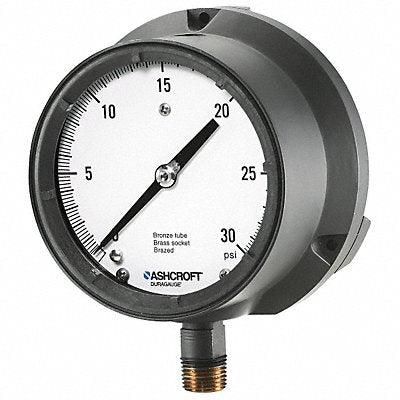 ASHCROFT 451379ASL04L30 K4216 Pressure Gauge 0 to 30 psi 4-1/2In 1/2In