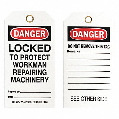 BRADY 76206 Danger Tag 5-3/4 x 3 In ISO 9001 PK25